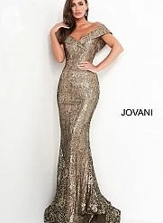 Jovani 02920 Black Gold V Neckline Evening Gown Lace Mother Of The Bride Dress