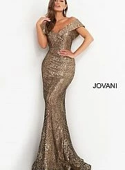 Jovani 02920 Black Gold V Neckline Evening Gown Lace Mother Of The Bride Dress