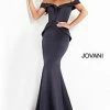 Jovani 02924 Off The Shoulder Evening Gown Fitted Beaded Peplum Waistline