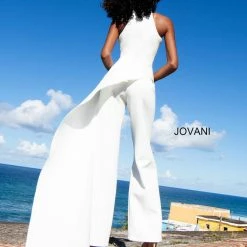 Jovani 02954 High Neck Long Sleeveless Jumpsuit Sexy Prom Cut Out Scuba Jumpsuits & Rompers