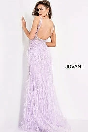 In Stock Jovani 03023 Size 00 Lilac Sheer Feather Prom Dress Plunging Neckline Pageant Gown Embellished 15 In Stock Jovani 03023 Size 00 Lilac Sheer Feather Prom Dress Plunging Neckline Pageant Gown Embellished