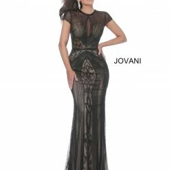 Discontinued Jovani 03201 Cap Sleeve Beaded Evening Dress Sheer Embellished Long Formal Gown 18 Discontinued Jovani 03201 Cap Sleeve Beaded Evening Dress Sheer Embellished Long Formal Gown