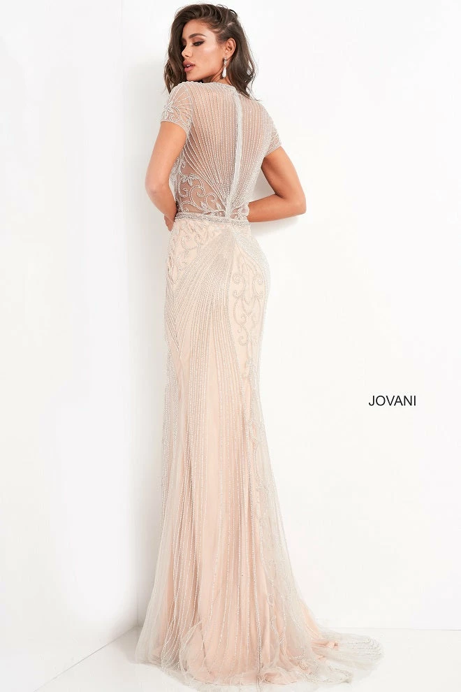Discontinued Jovani 03201 Cap Sleeve Beaded Evening Dress Sheer Embellished Long Formal Gown 9 Discontinued Jovani 03201 Cap Sleeve Beaded Evening Dress Sheer Embellished Long Formal Gown