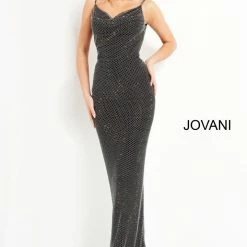 Jovani 03252 Long Fitted Cowl Neck Backless Formal Prom Dress Pageant Gown Backless Dresses