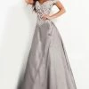 Jovani 03369 Grey Off The Shoulder Evening Dress Satin A Line Mother Of The Bride Gown
