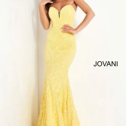 Mermaid Dresses Jovani 03445 Long Prom Dress Fitted Sequin Fit & Flare Strapless Pageant Sweetheart Neckline