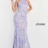 In Stock Jovani 03446 Sz 12 Lilac Backless Sequin Embellished Prom Dress Fit And Flare