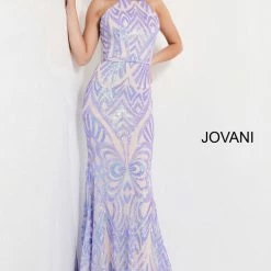 In Stock Jovani 03446 Sz 12 Lilac Backless Sequin Embellished Prom Dress Fit And Flare