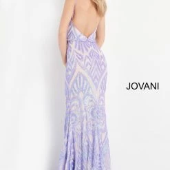 In Stock Jovani 03446 Sz 12 Lilac Backless Sequin Embellished Prom Dress Fit And Flare