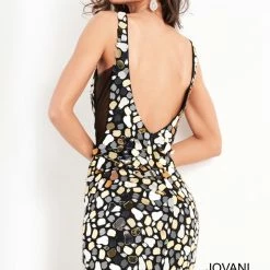 Jovani 03858 Short Backless V Neck Cocktail Evening Dress Formal Cut Glass Gown 10 Jovani 03858 Short Backless V Neck Cocktail Evening Dress Formal Cut Glass Gown
