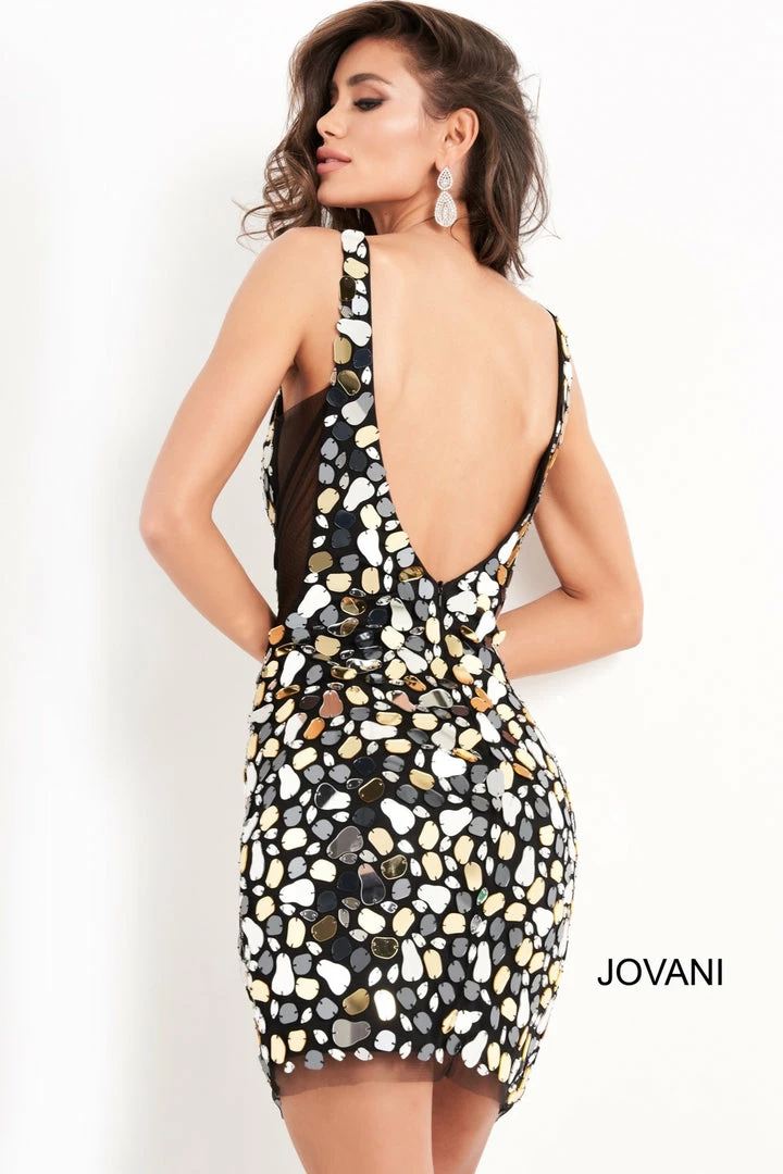 Jovani 03858 Short Backless V Neck Cocktail Evening Dress Formal Cut Glass Gown 5 Jovani 03858 Short Backless V Neck Cocktail Evening Dress Formal Cut Glass Gown
