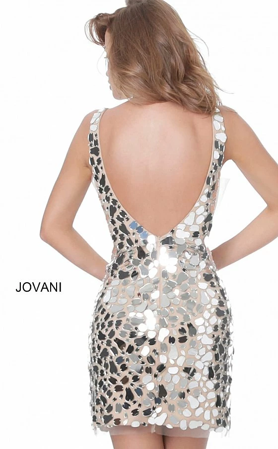 Jovani 03858 Short Backless V Neck Cocktail Evening Dress Formal Cut Glass Gown 7 Jovani 03858 Short Backless V Neck Cocktail Evening Dress Formal Cut Glass Gown