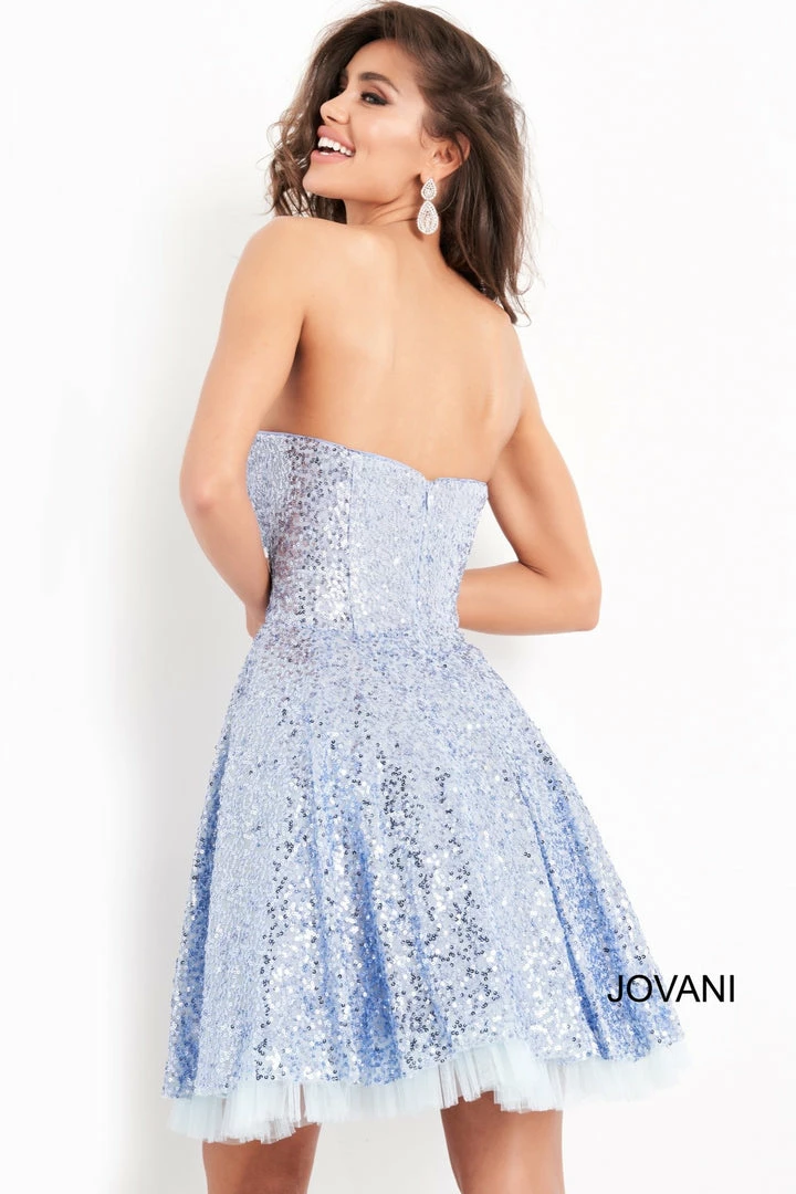 Jovani 04020 Short Sequin Fit & Flare Cocktail Dress Homecoming Strapless Ruffle Sequin Dresses 4 Jovani 04020 Short Sequin Fit & Flare Cocktail Dress Homecoming Strapless Ruffle Sequin Dresses