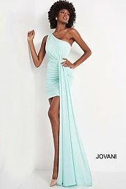 In Stock Jovani 04153 Size 4 Short One Shoulder Fitted Cocktail Dress Draped Sash Pageant Dress 7 In Stock Jovani 04153 Size 4 Short One Shoulder Fitted Cocktail Dress Draped Sash Pageant Dress