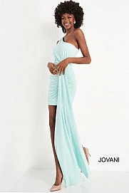 In Stock Jovani 04153 Size 4 Short One Shoulder Fitted Cocktail Dress Draped Sash Pageant Dress 6 In Stock Jovani 04153 Size 4 Short One Shoulder Fitted Cocktail Dress Draped Sash Pageant Dress
