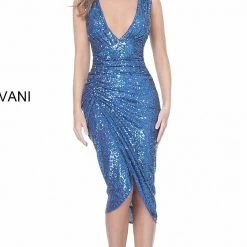 Jovani 04263 Sequin Knee Length Ruched Dress Formal Cocktail Plunging V Neck Sequin Dresses 7 Jovani 04263 Sequin Knee Length Ruched Dress Formal Cocktail Plunging V Neck Sequin Dresses