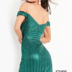 Jovani 04583 Short Fitted Beaded Off The Shoulder Homecoming Dress Cocktail