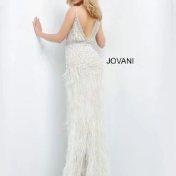 Jovani 04626 Embellished Feather Skirt Long Prom Dress Evening Gown Side Slit