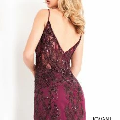 Sequin Dresses Jovani 04699 Short Fitted Sheer Corset V Neck Cocktail Dress Homecoming Glitter