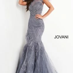 Jovani 04702 Lace Feather Mermaid Formal Pageant Dress Sheer Beaded Prom Gown 9 Jovani 04702 Lace Feather Mermaid Formal Pageant Dress Sheer Beaded Prom Gown