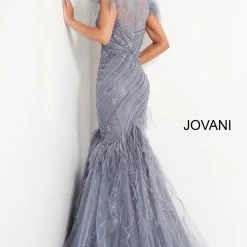 Jovani 04702 Lace Feather Mermaid Formal Pageant Dress Sheer Beaded Prom Gown 10 Jovani 04702 Lace Feather Mermaid Formal Pageant Dress Sheer Beaded Prom Gown