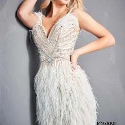 Jovani 04739 Light Blue Cocktail Dress Homecoming Dress Beaded Feathers V Neck 16 Jovani 04739 Light Blue Cocktail Dress Homecoming Dress Beaded Feathers V Neck