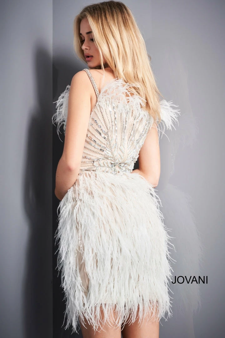Jovani 04739 Light Blue Cocktail Dress Homecoming Dress Beaded Feathers V Neck 10 Jovani 04739 Light Blue Cocktail Dress Homecoming Dress Beaded Feathers V Neck