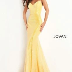 Jovani 04831 Long Fitted Sequin Prom Dress Mermaid Pageant Gown Strapless Peak