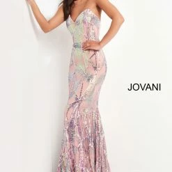 Jovani 05100 Long Fitted Sequin Mermaid Prom Dress Strapless Pageant Gown