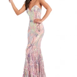 Jovani 05100 Long Fitted Sequin Mermaid Prom Dress Strapless Pageant Gown