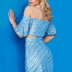 Jovani 05182 Short Fitted Sequin Two Piece Cocktail Dress Off The Shoulder Puff Sleeve Gown Prom Dresses 13 Jovani 05182 Short Fitted Sequin Two Piece Cocktail Dress Off The Shoulder Puff Sleeve Gown Prom Dresses