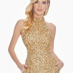 Ashleylauren Ashley Lauren 1434 Fully Beaded Sequins Halter Top Jumpsuit High Neckline Straight Legs 65 Ashleylauren Ashley Lauren 1434 Fully Beaded Sequins Halter Top Jumpsuit High Neckline Straight Legs