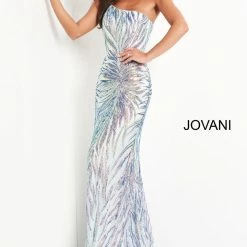 Jovani 05664 Long Fitted Sequin One Shoulder Prom Dress Pageant Gown Mermaid Sequin Dresses
