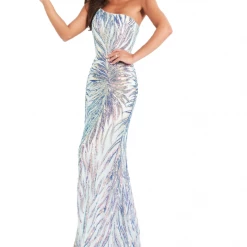 Jovani 05664 Long Fitted Sequin One Shoulder Prom Dress Pageant Gown Mermaid Sequin Dresses