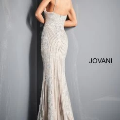 In Stock Jovani 05752 Size 0 Long Embellished Prom Dress Pageant Gown V Neckline Lace Spaghetti Straps