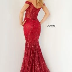 Jovani 05838 Long Mermaid Prom Pageant Gown Formal Dress Corset Off The Shoulder