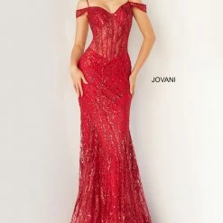 Jovani 05838 Long Mermaid Prom Pageant Gown Formal Dress Corset Off The Shoulder