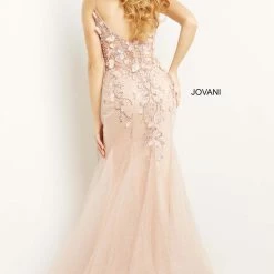 Jovani 05839 Long Mermaid Prom Pageant Gown Formal Dress Floral V Neck Mermaid Dresses