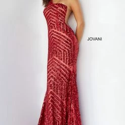 In Stock Jovani 06017 Size 0, 2, 4, 8, 10 Long Mermaid Prom Pageant Gown Sequin One Shoulder Formal Sheer Mermaid Dresses