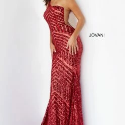In Stock Jovani 06017 Size 0, 2, 4, 8, 10 Long Mermaid Prom Pageant Gown Sequin One Shoulder Formal Sheer Mermaid Dresses