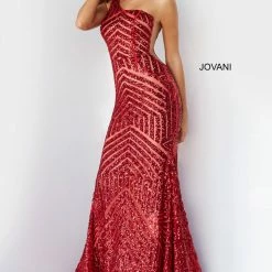 In Stock Jovani 06017 Size 0, 2, 4, 8, 10 Long Mermaid Prom Pageant Gown Sequin One Shoulder Formal Sheer Mermaid Dresses