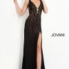 Jovani 06097 Plunging Neck High Slit Lace Prom Dress Backless Evening Gown 2 Jovani 06097 Plunging Neck High Slit Lace Prom Dress Backless Evening Gown