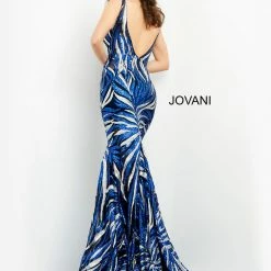 Jovani 06153 Multi Sequins Print Long Prom Dress Evening Gown V Neckline V Back Train 9 Jovani 06153 Multi Sequins Print Long Prom Dress Evening Gown V Neckline V Back Train