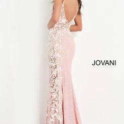 Jovani 06232 Long Fitted Sequin Sheer Corset Floral Prom Dress Sexy Pageant Gown