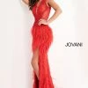 Jovani 06446 Backless Sheath Prom Dress Feather Prom Dress Evening Gown Long Sleeve Dresses