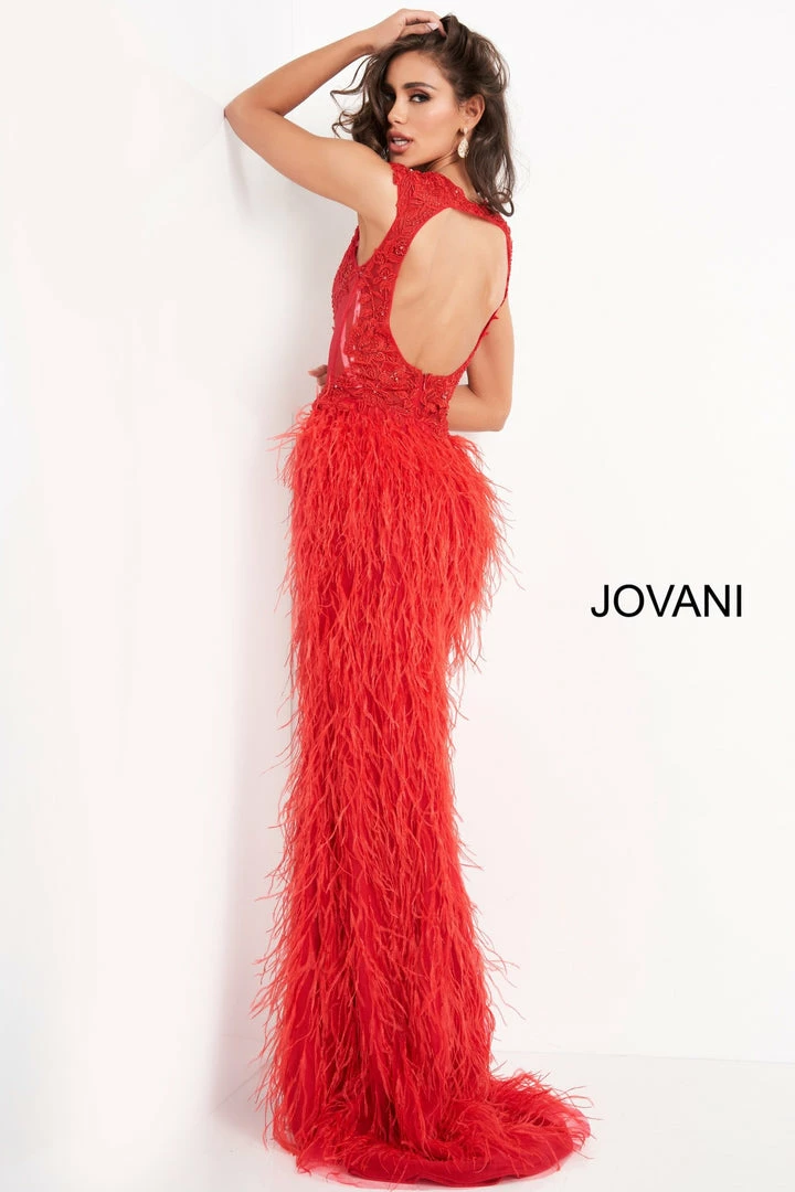 Jovani 06446 Backless Sheath Prom Dress Feather Prom Dress Evening Gown Long Sleeve Dresses 5 Jovani 06446 Backless Sheath Prom Dress Feather Prom Dress Evening Gown Long Sleeve Dresses
