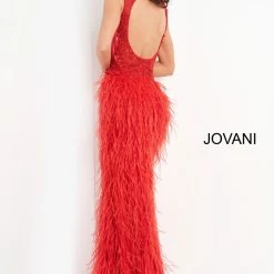 Jovani 06446 Backless Sheath Prom Dress Feather Prom Dress Evening Gown Long Sleeve Dresses 9 Jovani 06446 Backless Sheath Prom Dress Feather Prom Dress Evening Gown Long Sleeve Dresses