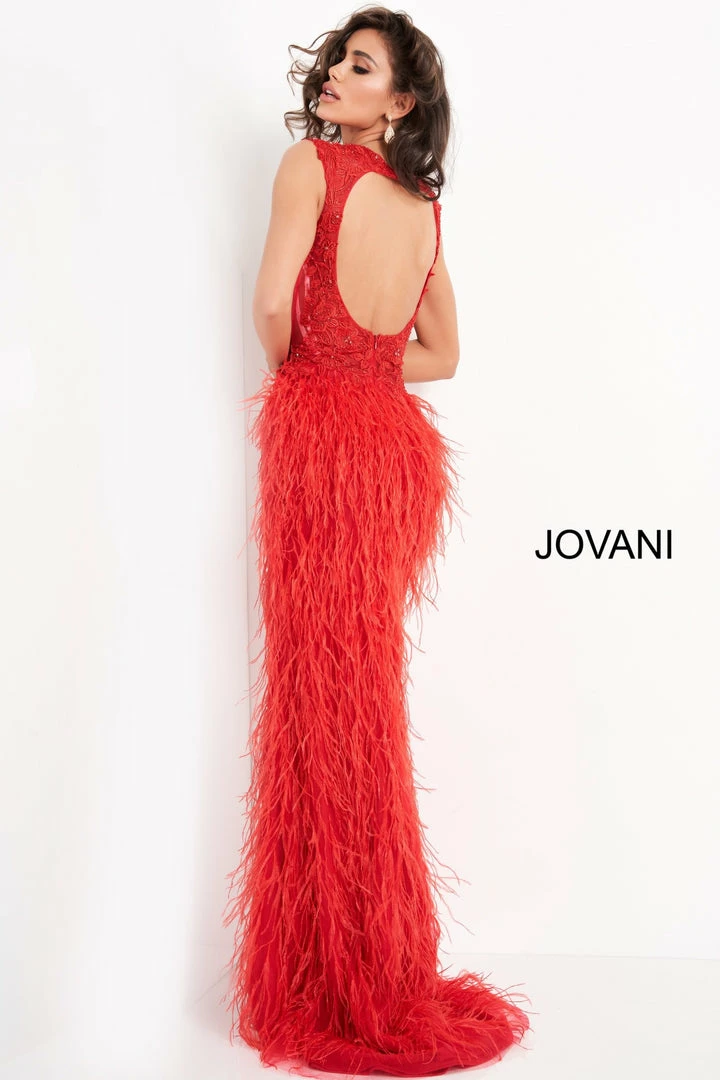 Jovani 06446 Backless Sheath Prom Dress Feather Prom Dress Evening Gown Long Sleeve Dresses 6 Jovani 06446 Backless Sheath Prom Dress Feather Prom Dress Evening Gown Long Sleeve Dresses