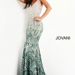 In Stock Jovani 06450 Size 6 Long Backless Sequin Mermaid Prom Dress Formal Pageant Gown V Neck