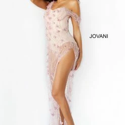 Jovani 06513 Long Straight Sheer Prom Pageant Gown Off The Shoulder Side Slit